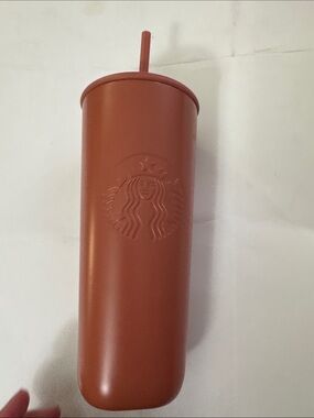 Starbucks Rust Orange Slim Reusable Tumbler with Straw